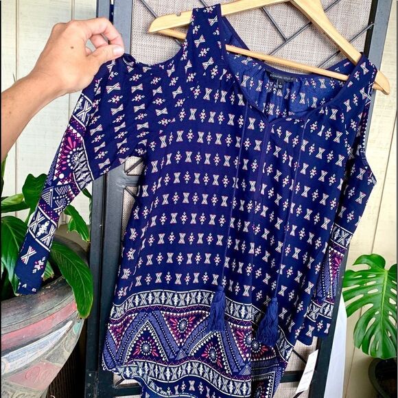 Signature Studio Open Shoulder Blue Dress L NWT - Picture 3 of 4